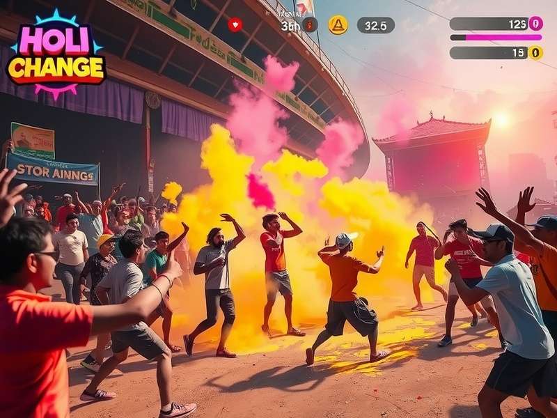 Sparkle Holi Charge multiplayer mode showing players in colorful battle